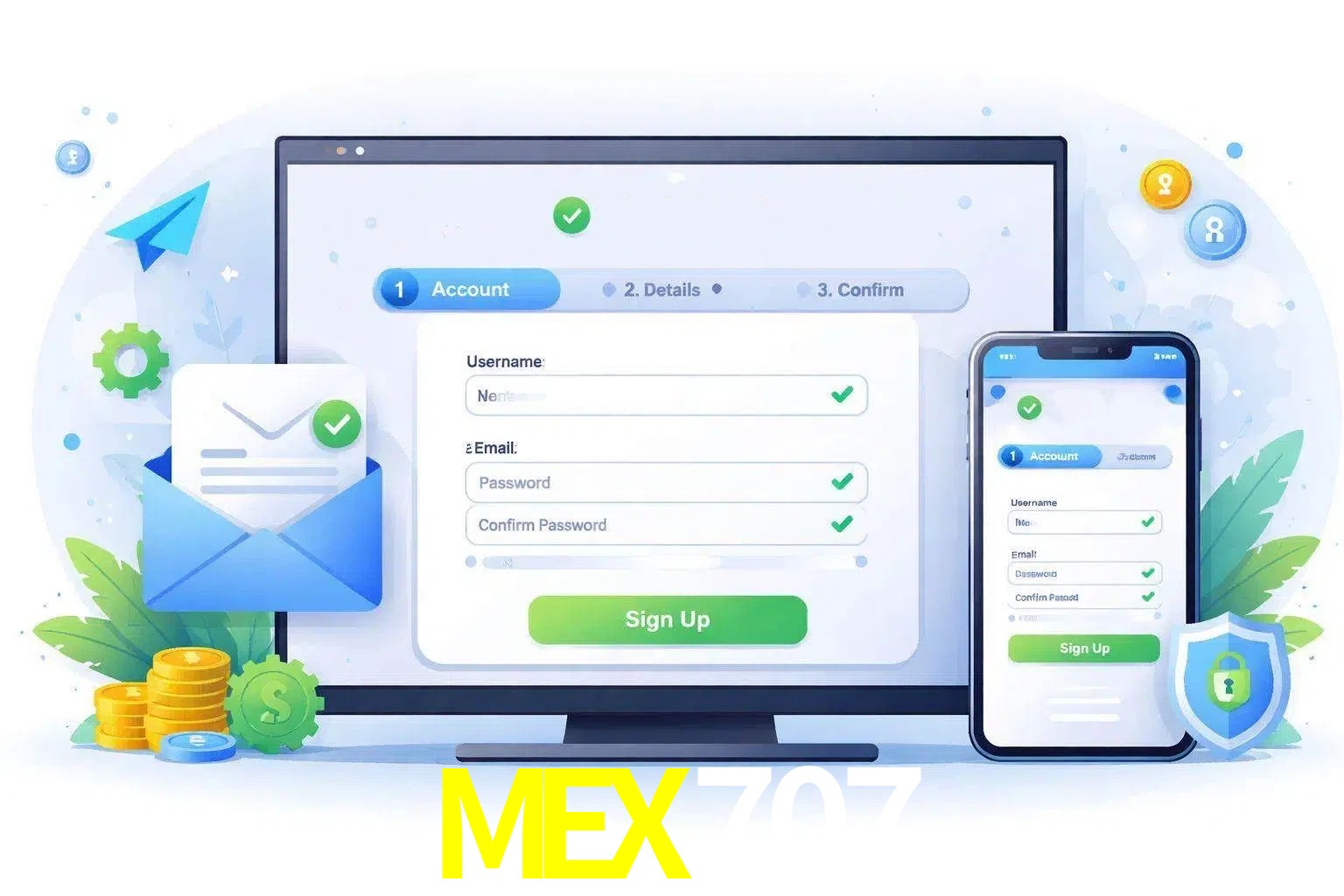 Registro de nuevo usuario y configuración de cuenta MEX707